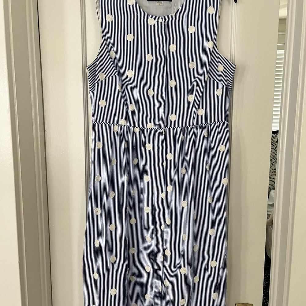 Karl Lagerfeld Blue and White Polka Dot Dress with Pockets